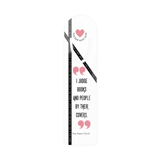 "I judge books and people by their covers." - Funny, Witty Metal Bookmark